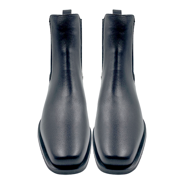 New leather black Martin boots for women square toe high heels short boots versatile and simple boots