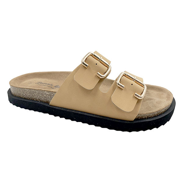 Retro Lazy Flat Matte Leather Boken Cork Slippers with One Line Height Increase Beach Boken Half Slippers