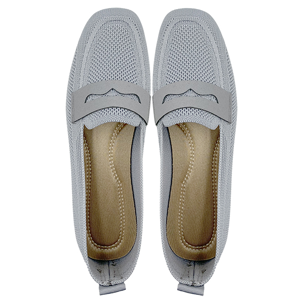 Grey flying woven single shoes for women with a feeling of stepping on feces Soft sole woven breath