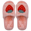 Women's embroidered open toed fruit strawberry watermelon home wooden floor imitation rabbit hair cotton slippers