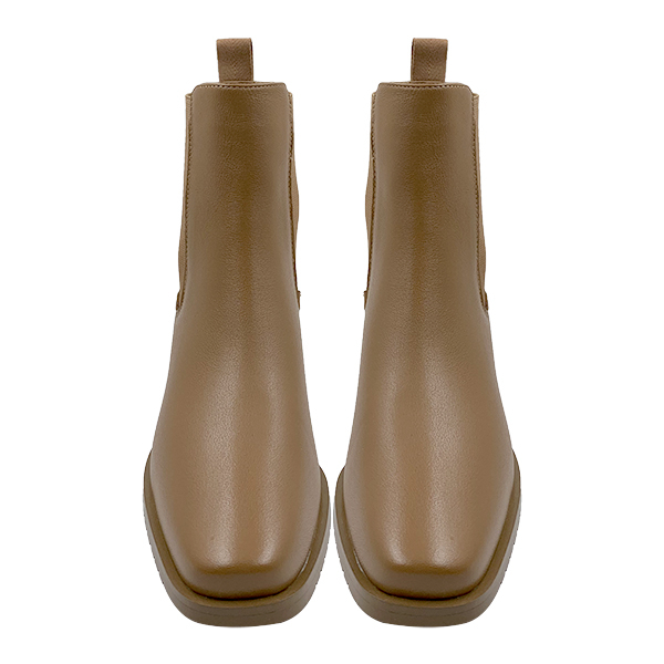 New genuine leather Martin boots for women square toe high heels short boots versatile and minimalist boots