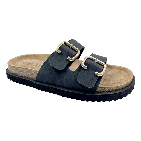 Retro Lazy Flat Matte Leather Boken Cork Slippers with One Line Height Increase Beach Boken Half Slippers