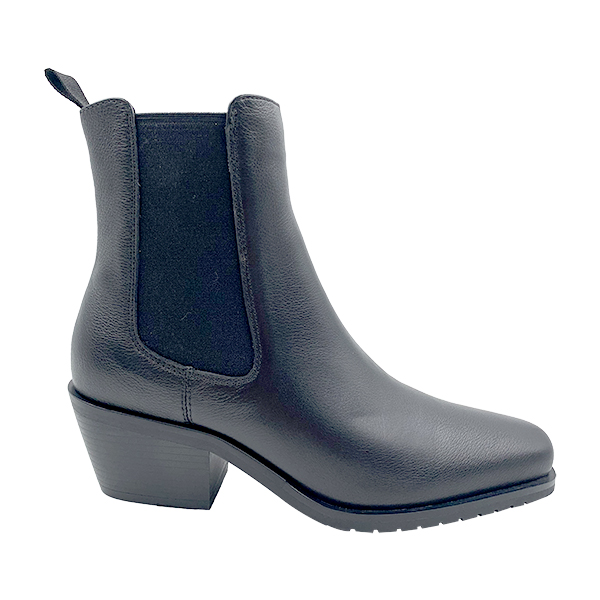 New leather black Martin boots for women square toe high heels short boots versatile and simple boots