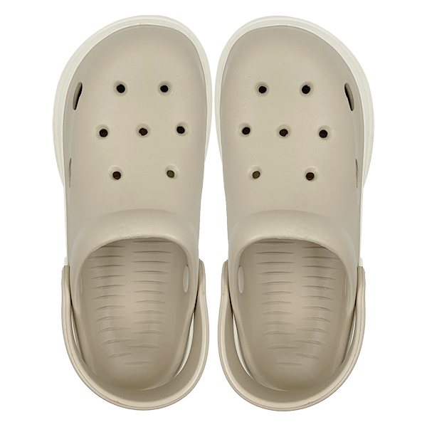 Khaki colored perforated shoes for women in summer thick soled and height increasing new versatile anti slip toe wrapped beach sandals