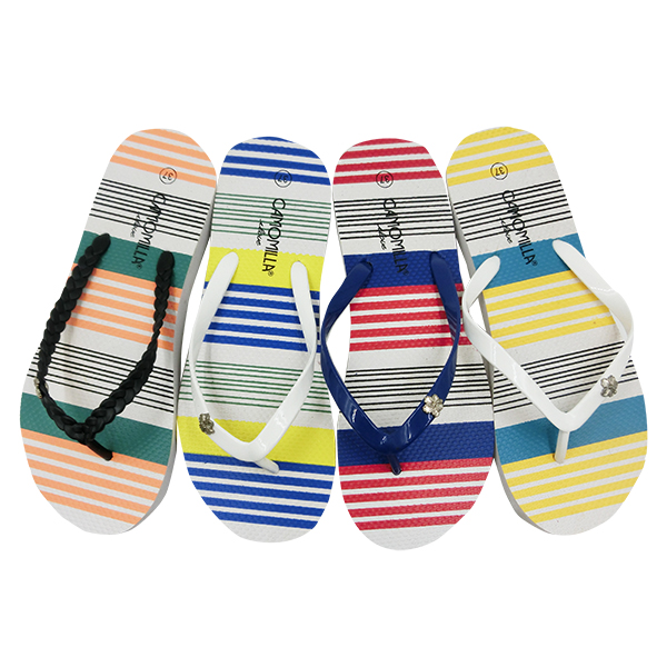 Multi-Colored Strpe Flip Flops for Women