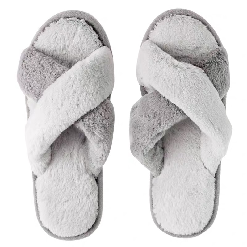 Soft Fleece X Strap Home Slippers